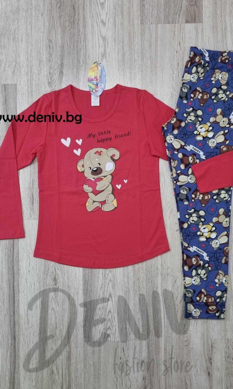 Детска тънка пижама Иватекс Мече в червено
