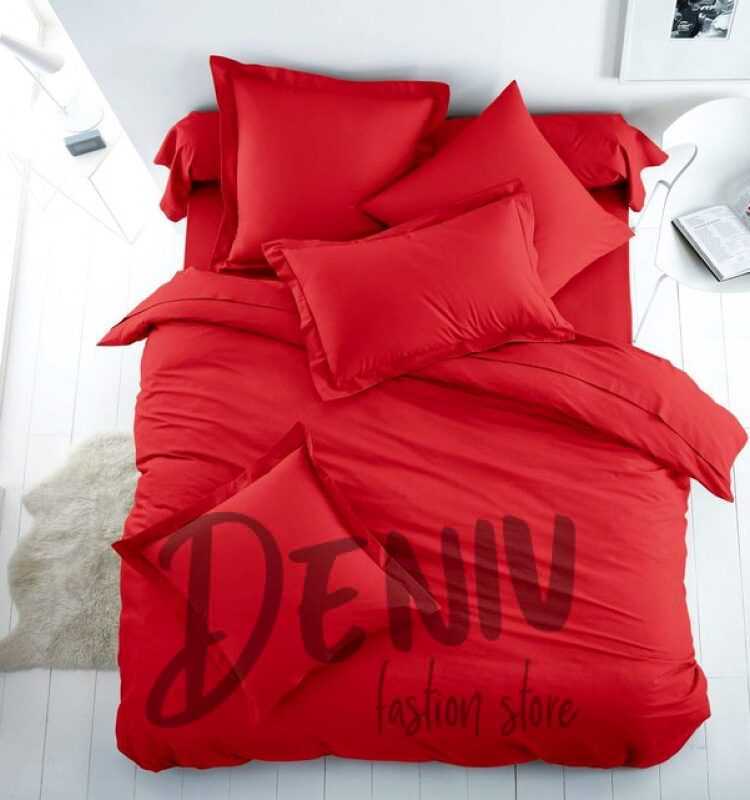 Едноцветно спално бельо 100% памук ранфорс Червено