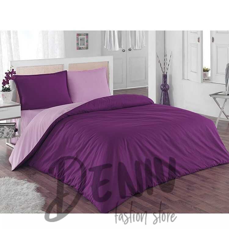 Спален комплект Ранфорс 100% памук в пурпурно и лилаво