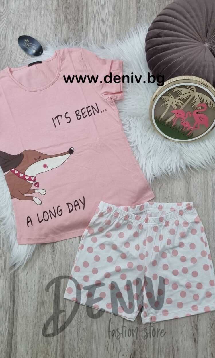 Дамска лятна пижама Иватекс Long Day розово