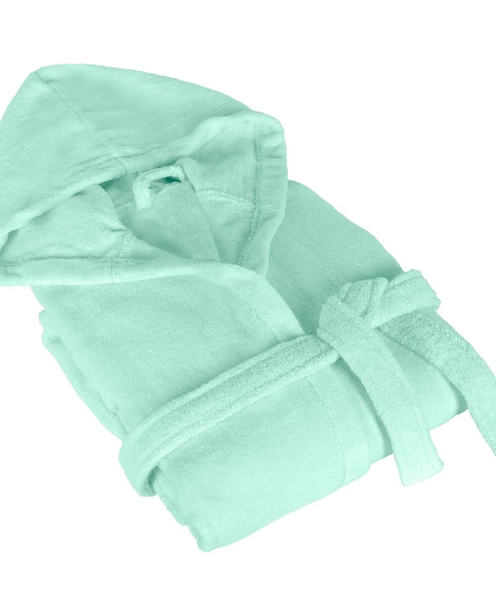 Халат за баня с качулка Зелено Пастел