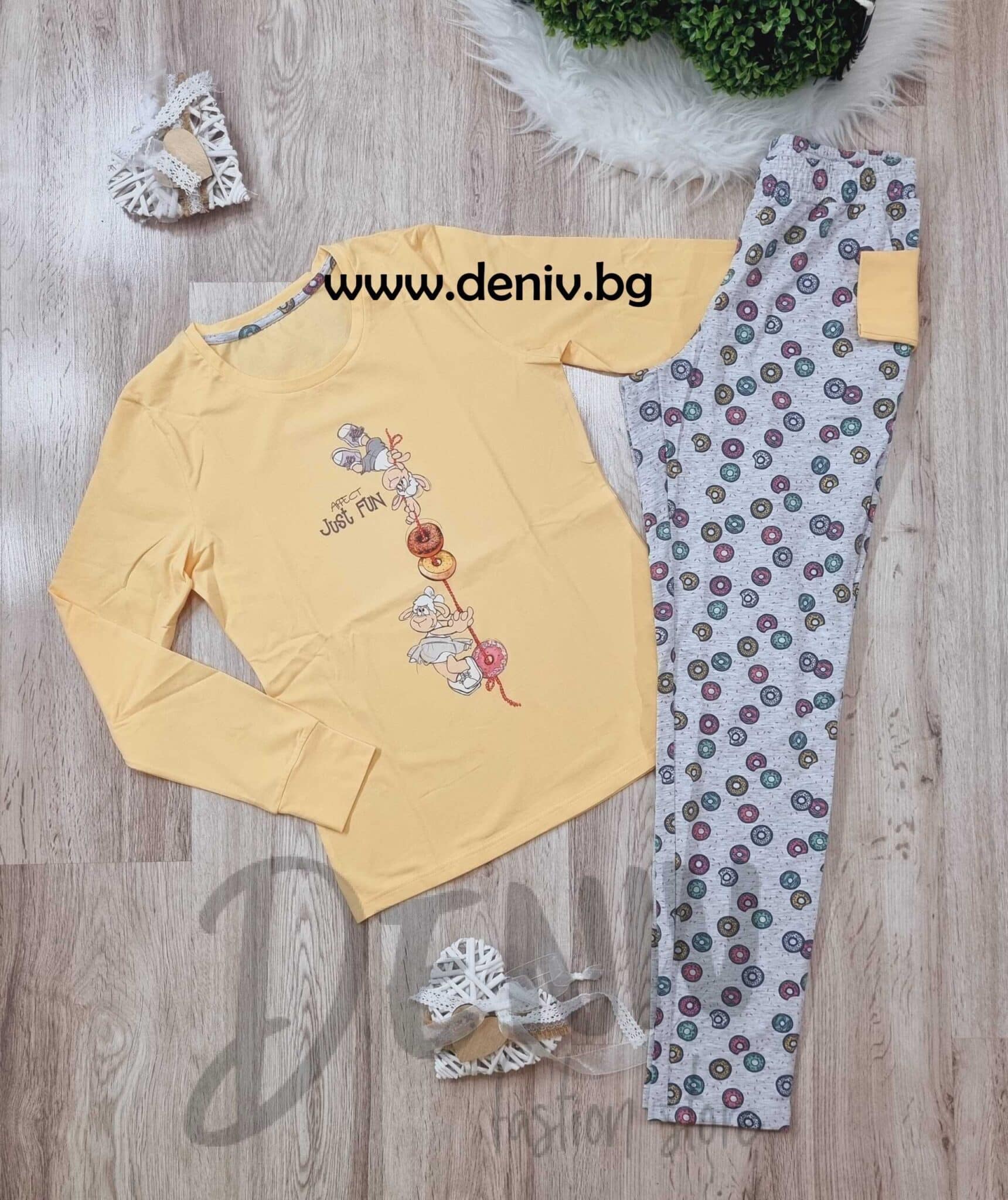 Дамска българска пижама Афект We love pijamas жълто