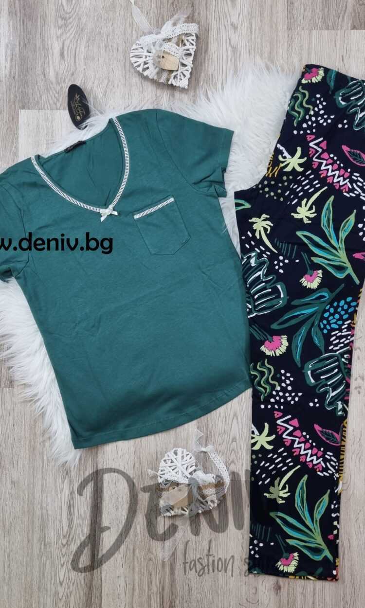 Дамска пижама Иватекс 3710 маслено зелено
