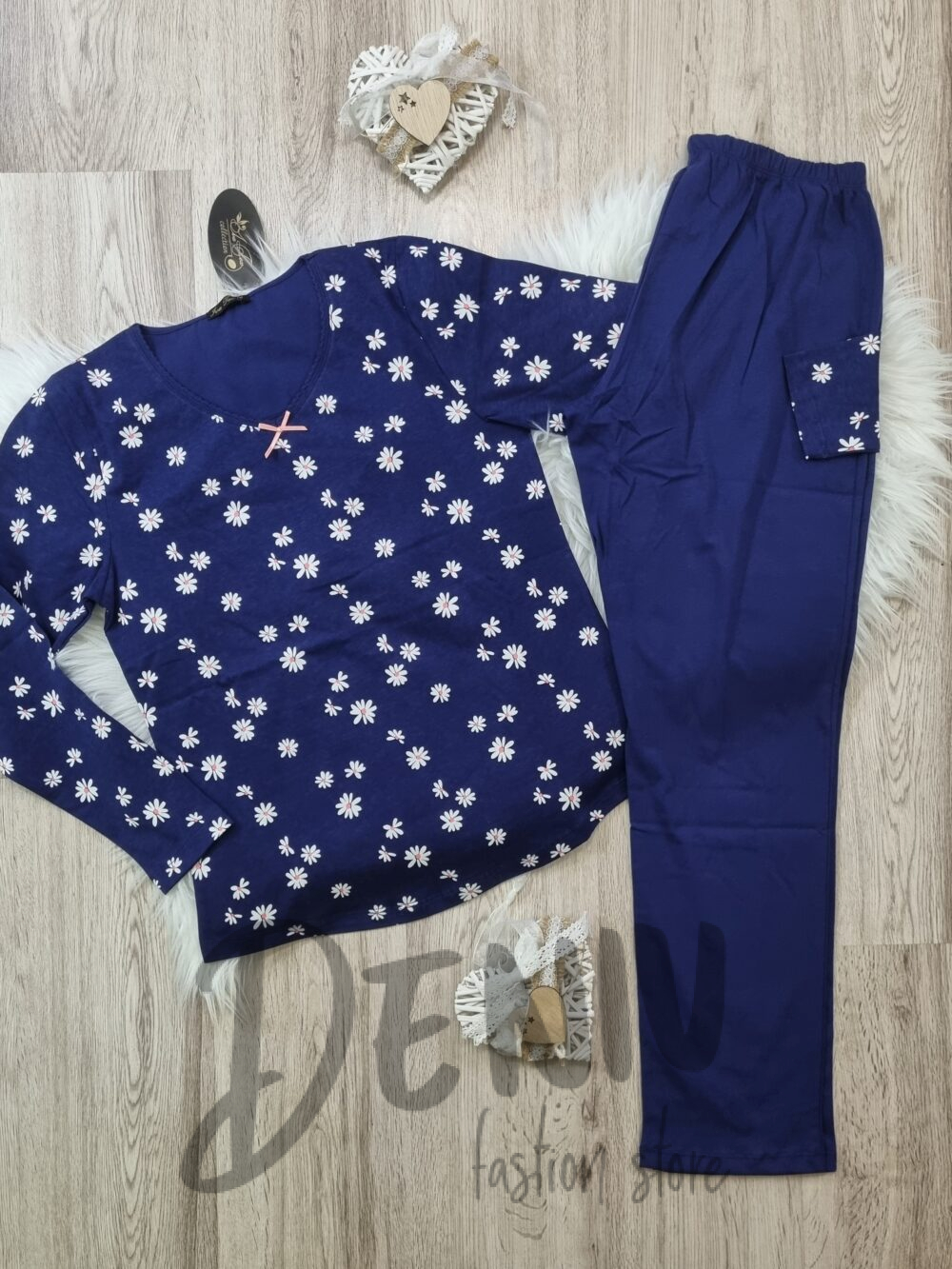 Дамска памучна пижама 3879 Иватекс Синя