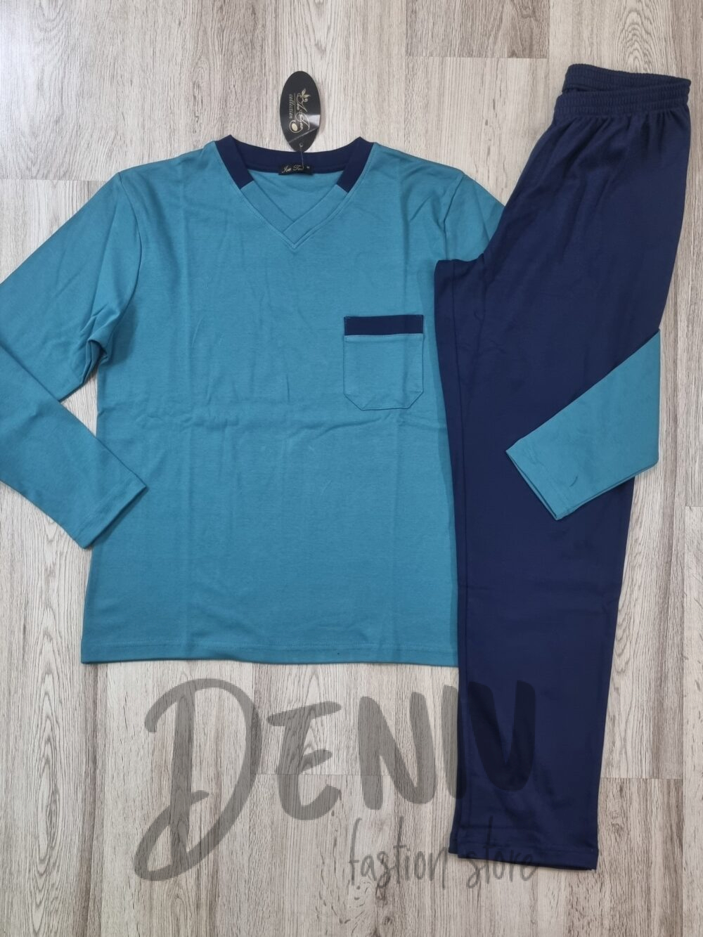 Мъжка плътна пижама Иватекс 8107 синя